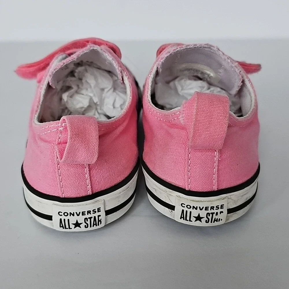 Kids Toddler Converse Low Top Pink Double Strap Closure Us Sz 10 - 1852